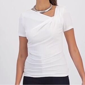 INC International Concepts White Draped Women's Blouse